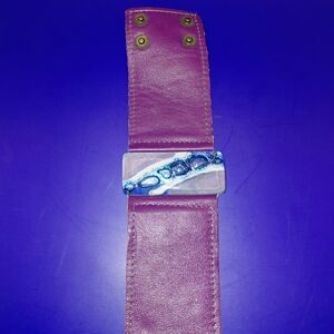 Purple Leather Cuff Bracelet with Blue Accent